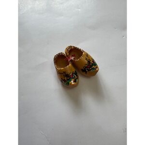 Vintage Holland Wooden Clogs Miniature Hand Painted Windmill Souvenir 3 Inch